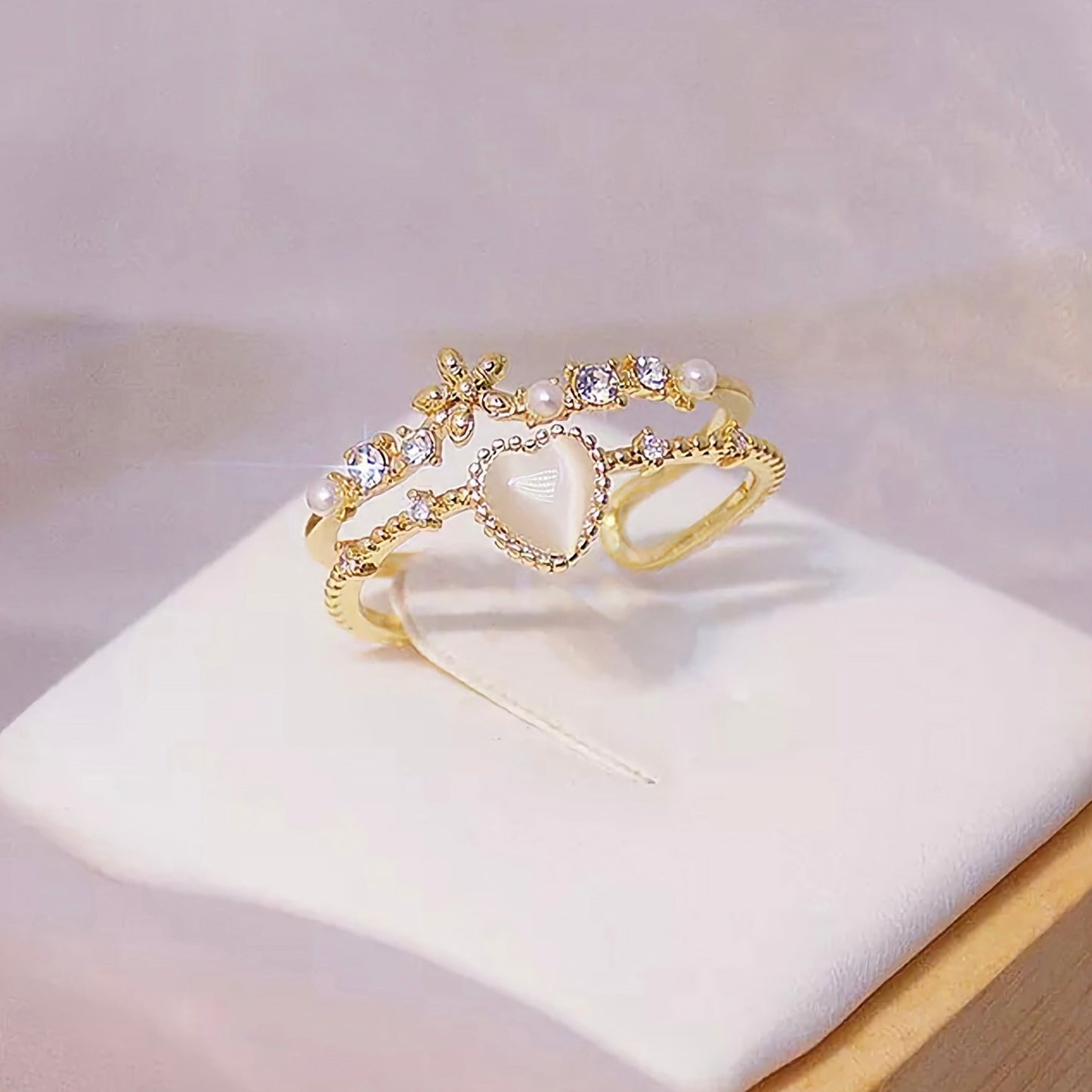 Flower Heart Ring