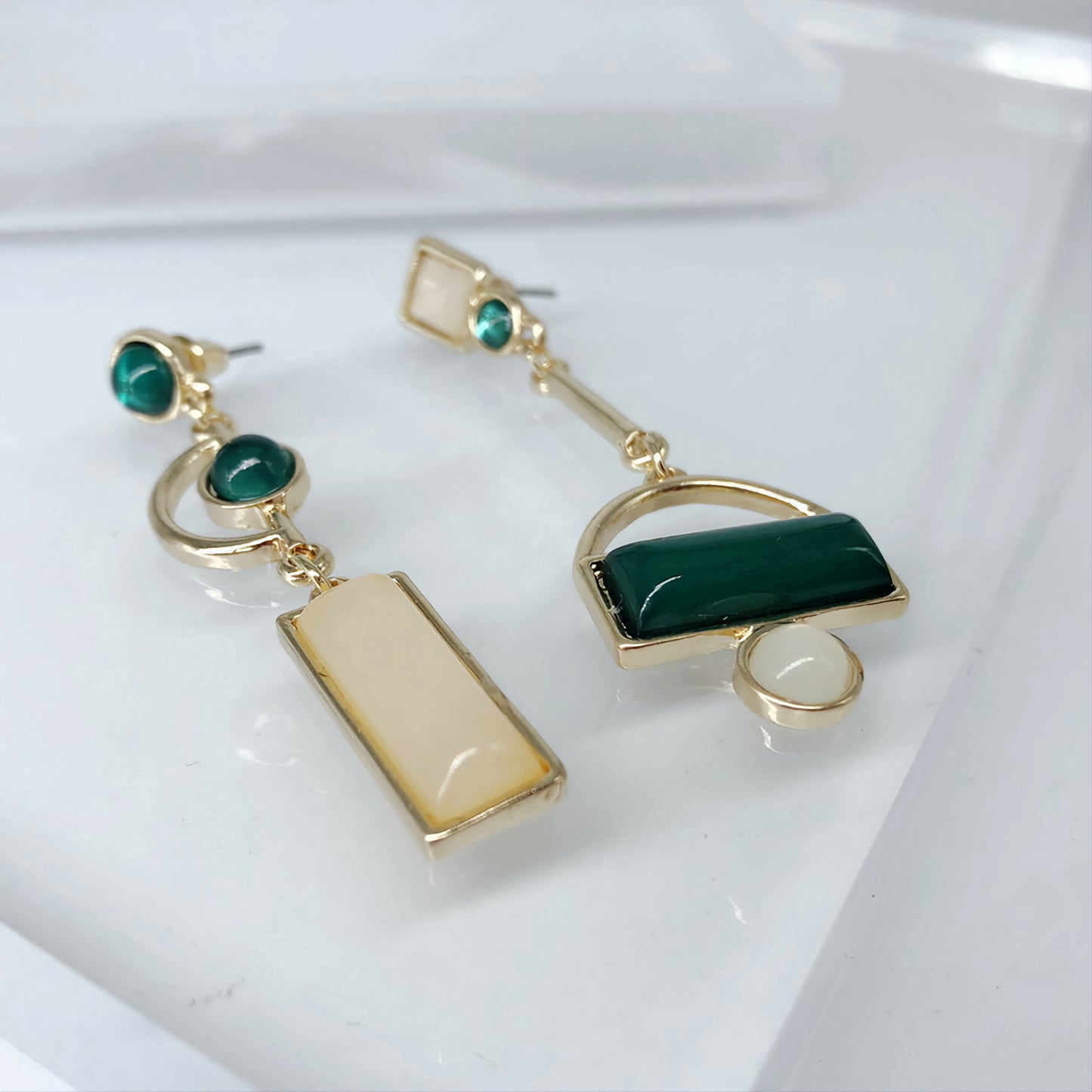 Asymmetric green Earrings