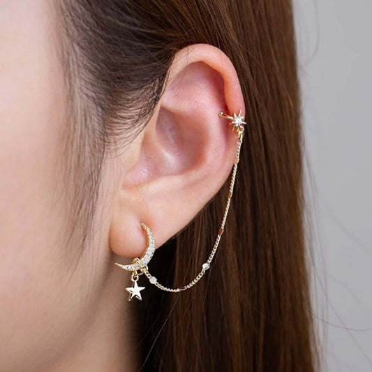 Moon & Star Cuff Earring