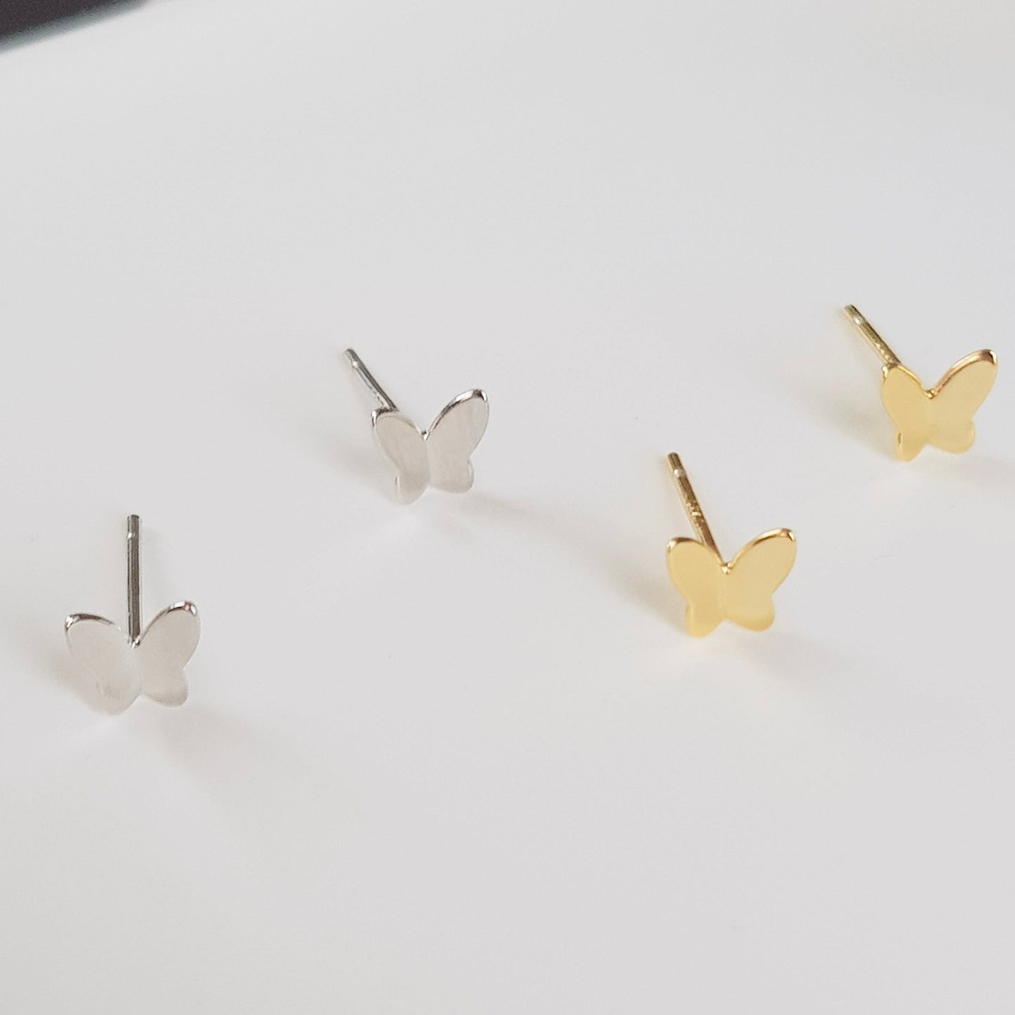 Tiny 14k Gold Silver Butterfly earrings