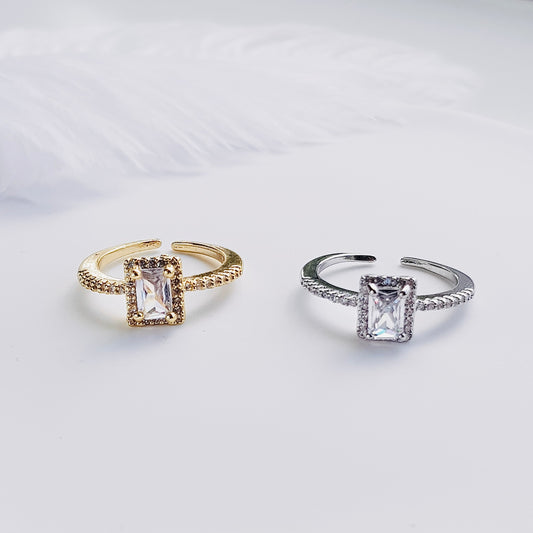 Gold Silver Square adjustable Rings