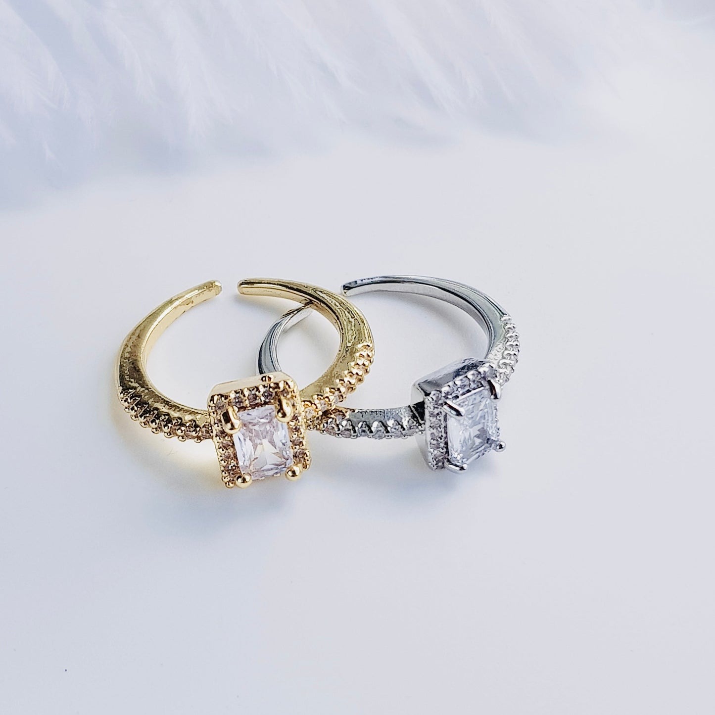 Gold Silver Square adjustable Rings