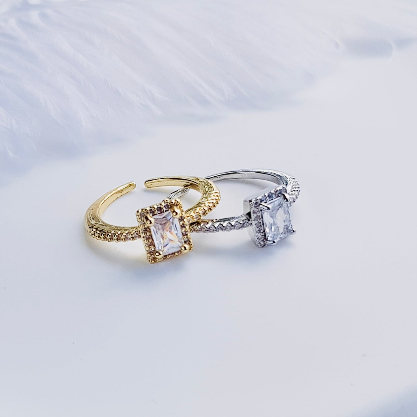 Gold Silver Square adjustable Rings