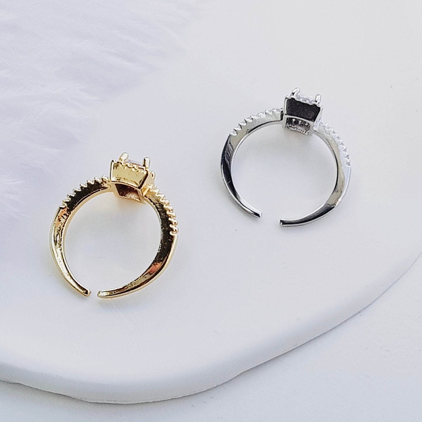 Gold Silver Square adjustable Rings