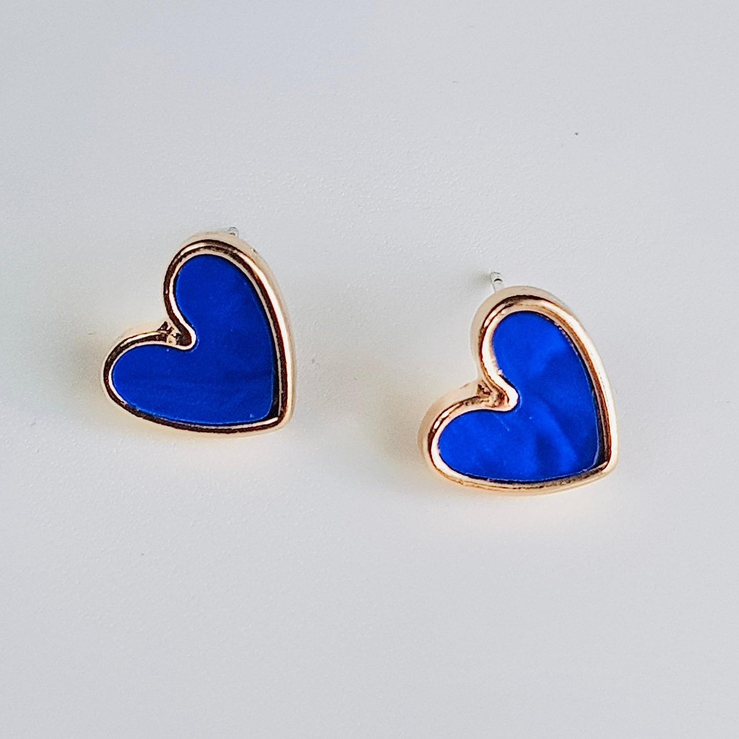 Blue Heart Stud Earrings