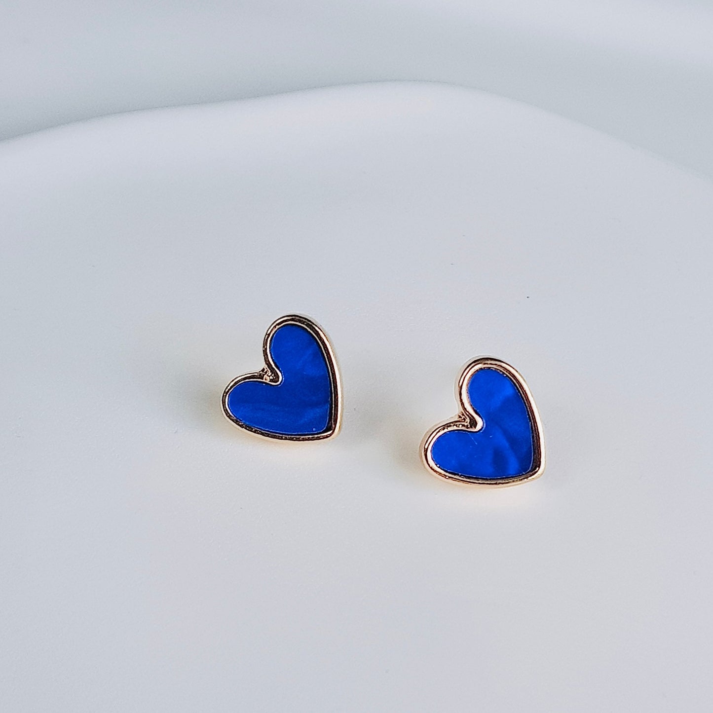 Blue Heart Stud Earrings