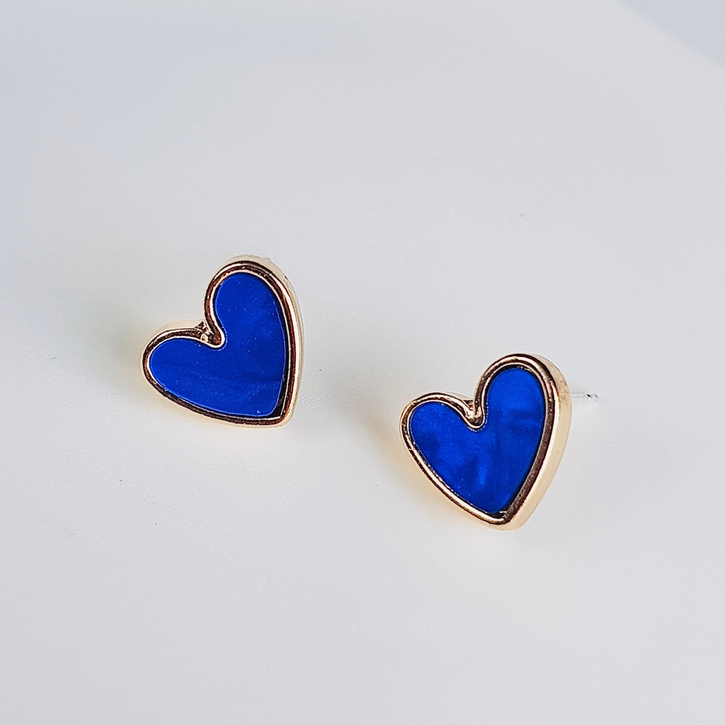 Blue Heart Stud Earrings