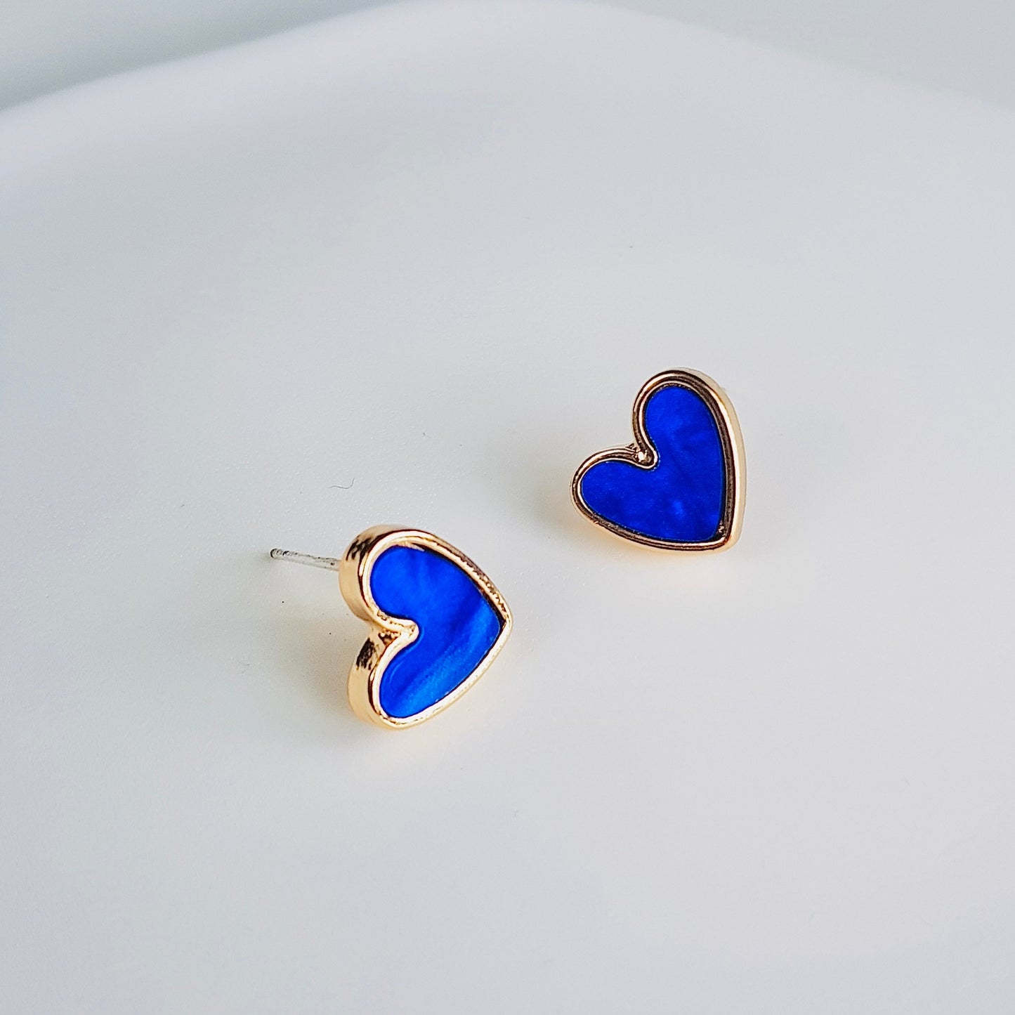 Blue Heart Stud Earrings