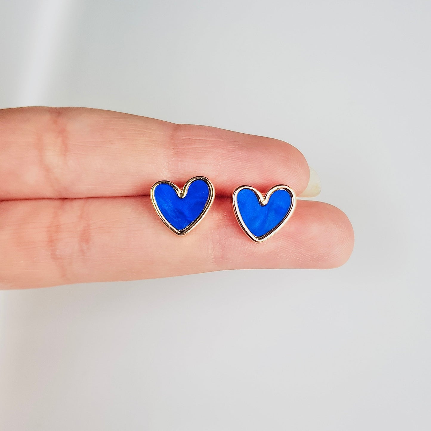 Blue Heart Stud Earrings