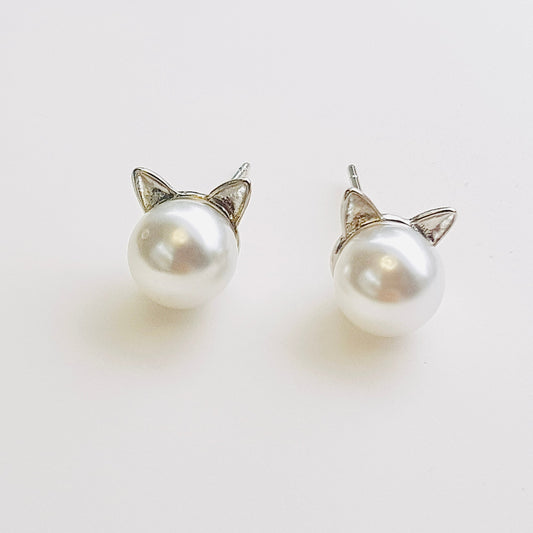 Sterling Silver Cat Earrings